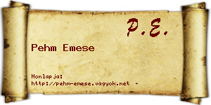 Pehm Emese névjegykártya